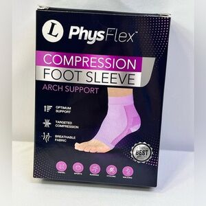 NWT-PhysFlex Unisex Size L Pink Compression Foot Sleeve Arch Support